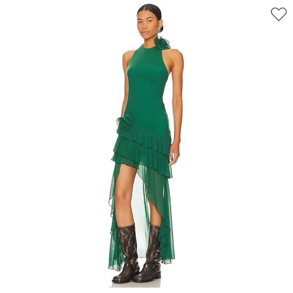 MAJORELLE Val Gown in Green Sz XS Pristine Asymmetrical Halter Wistful Fairy - Picture 2 of 8
